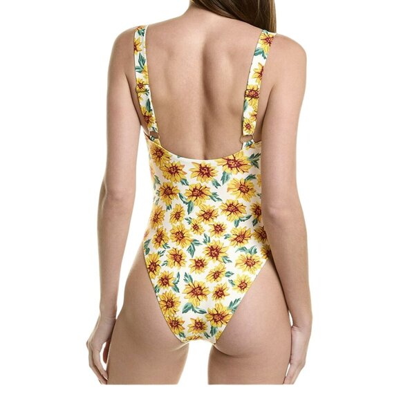 WeWoreWhat Yellow Floral One Piece Swimsuit NWT - Picture 2 of 6
